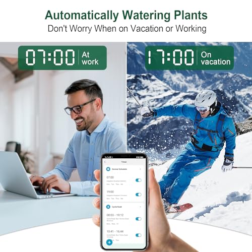 WiFi Water Timer with Brass Inlet, 1 Zone Smart Sprinkler Timer for Garden Hose Faucet, Hose Timer with WiFi Hub, Up to 20 Watering Plans, APP & Voice Control, Work with Alexa and Google Home