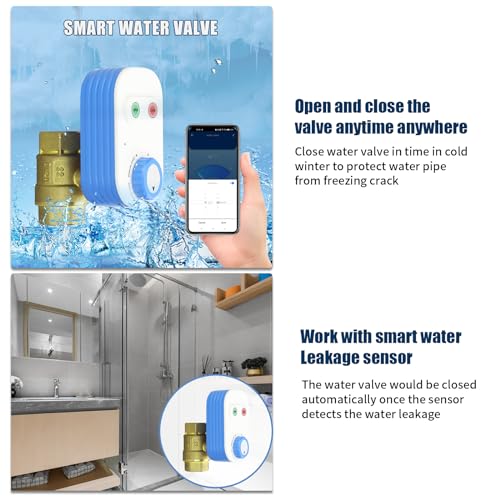 FRANKEVER DN20 Smart Water Ball Valve 3/4 inch WiFi Remote Control Faucet Timer for Hose, Sprinkler Water Timer Auto Watering for Plants with Manual Button,Compatible with Alexa,Google (DN20(3/4"))