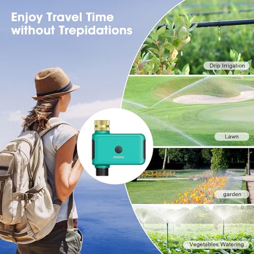 WiFi Sprinkler Watering Timer, Digital Hose Timer for Garden Faucet, Programmable Automatic Watering Irrigation Timer, APP Control Smart Watering System for Lawns and Yard Compatible with Alexa Google