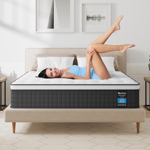 PECHINOU Mattress Full Size, 12 Inch Full Mattress with Individually Wrapped Pocket Coils, Medium Firm Support, Back Pain Relief & Cooling,100 Nights Trial
