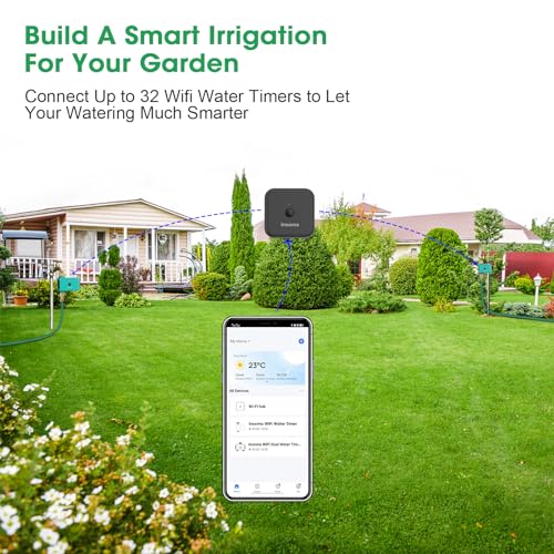 WiFi Sprinkler Watering Timer, Digital Hose Timer for Garden Faucet, Programmable Automatic Watering Irrigation Timer, APP Control Smart Watering System for Lawns and Yard Compatible with Alexa Google