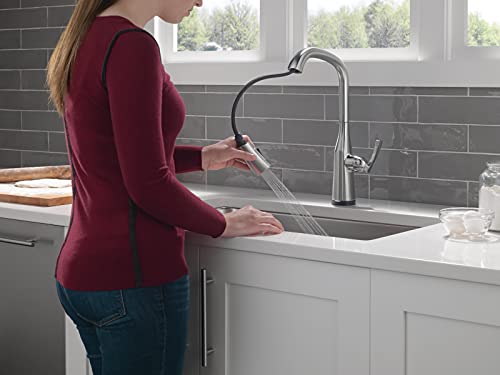 Delta Faucet Stryke VoiceIQ Touchless Kitchen Faucet with Pull Down Sprayer, Smart Faucet, Alexa and Google Assistant Voice Activated, Kitchen Sink Faucet, Lumicoat Arctic Stainless 9176TV-AR-DST