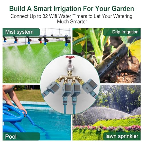 WiFi Water Timer with Brass Inlet, 1 Zone Smart Sprinkler Timer for Garden Hose Faucet, Hose Timer with WiFi Hub, Up to 20 Watering Plans, APP & Voice Control, Work with Alexa and Google Home