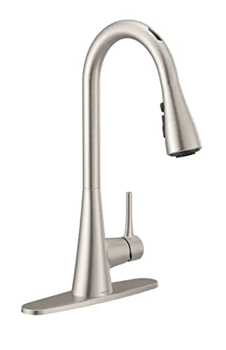 Moen Sarai 87836EVSRS Smart Faucet Spot Resist Stainless 1-Handle Deck-Mount Pull-Down Voice Activated Kitchen Faucet (Stainless Steel)