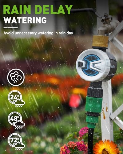 RAINPOINT Bluetooth Hose Timer with Brass Inlet,Smart Water Timer for Garden Hose,Sprinkler Timer with Rain Delay/Manual/Auto Watering, App Control