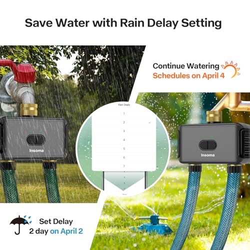 WiFi Water Timer, Smart Sprinkler Timer for Garden Hose Faucet, Programmable Watering Irrigation Brass 2 Outlets and Swivel Timer, APP Control Garden System for Lawns and Yard Compatible with Alexa