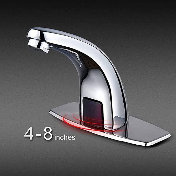 Halo Sanitary Touchless Bathroom Faucet Automatic Motion Sensor Faucet CEC Watersense with Hole Cover Deck Plate Chrome