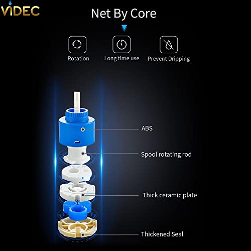VIDEC Touch-less Kitchen Faucet, 3 Modes Pull Down Sprayer, LED Temperature Control, Ceramic Valve, 360-Degree Rotation, 1 or 3 hole deck Plate. (KW-79J, Brushed Gold, 18.89 Inches)