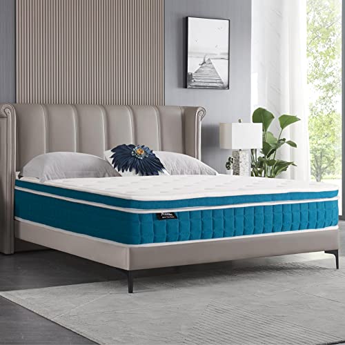 BreezeRest Queen Mattress 12 Inch Hybrid Mattress Bed in a Box,Medium Soft Cooling Gel Memory Foam Mattress with Individually Innerspring Pocket Coils for Motion Isolation Pressure Relief