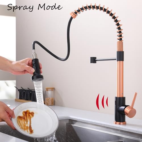 Avola Touchless Kitchen Faucet in Copper&Black,Hands Free Touchless Kitchen Sink Faucets in Copper Finish,Rose Gold &BlackTouchless Faucet for Kitchen Sink,Motion Sensor Smart Touchless Kitchen Faucet