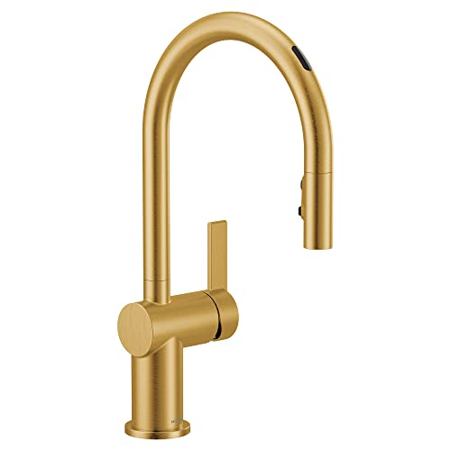 Moen 7622EVBG CIA Smart Touchless Pull Down Sprayer Kitchen Faucet with Voice Control and Power Boost, Brushed Gold