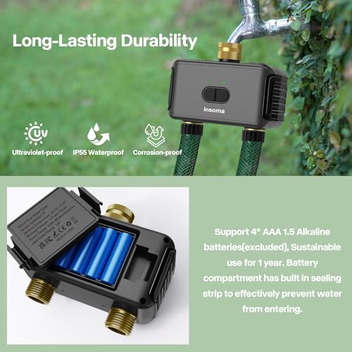 WiFi Water Timer, Smart Sprinkler Timer for Garden Hose Faucet, Programmable Watering Irrigation Brass 2 Outlets and Swivel Timer, APP Control Garden System for Lawns and Yard Compatible with Alexa