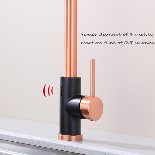Avola Touchless Kitchen Faucet in Copper&Black,Hands Free Touchless Kitchen Sink Faucets in Copper Finish,Rose Gold &BlackTouchless Faucet for Kitchen Sink,Motion Sensor Smart Touchless Kitchen Faucet
