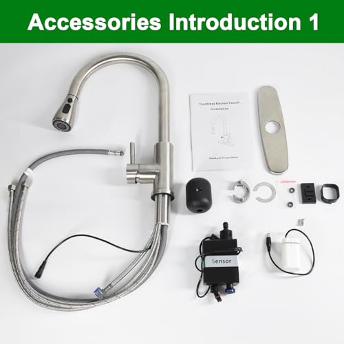 Touchless Kitchen Faucet, MSTJRY Smart Motion Sensor Activated Hands-Free Single Handle Kitchen Faucet with Pull-Down Sprayer, Brushed Stainless Steel Faucet for Kitchen Sink, 1/3 Hole Deck Plate