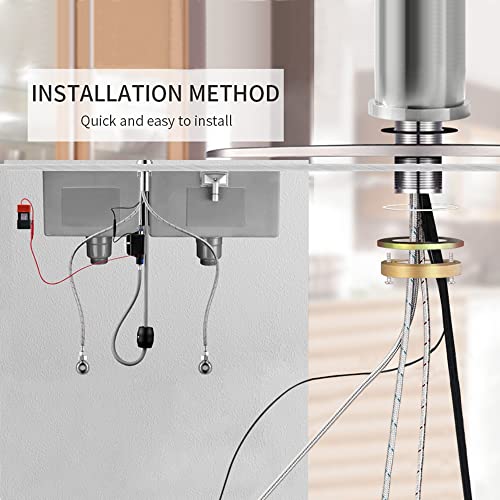 VIDEC Touch On Kitchen Faucet, 3 Modes Pull Down Sprayer, Smart Touch On Sensor Activated, LED Temperature Control, 360-Degree Rotation, 1 or 3 hole deck Plate. (KW-66SN, Touch On, Brushed Nickel)