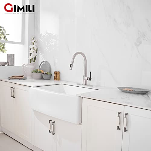 GIMILI Touchless Kitchen Faucet with AC Adapter, Brushed Nickel Motion Sensor Hands Free Smart Single Handle Kitchen Sink Faucet with Pull Down Sprayer