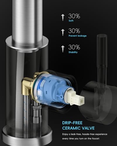 APPASO Touchless Kitchen Faucet with Pull-Down Sprayer, Kitchen Sink Faucet Touchless Brushed Nickel, Single Handle Hands-Free Motion Sensor Faucets Suitable for 1 or 3-Hole Sink, Stainless Steel