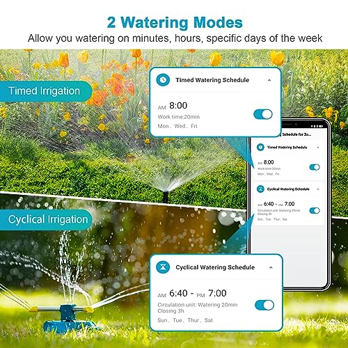 WiFi Sprinkler Timer Water Timer, Smart Hose Faucet Timer, APP & Voice Control, Remote Control Irrigation System via 2.4Ghz WiFi & Bluetooth, Compatible with Alexa