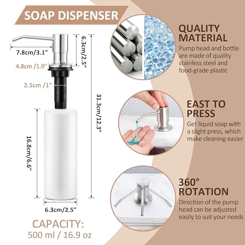 Touchless Kitchen Sink Faucet with Pull Down Sprayer, Herogo Brushed Nickel Stainless Steel Smart Activated Kitchen Faucet with Soap Dispenser, Single Handle Motion Sensor Faucet for Farmhouse RV Sink