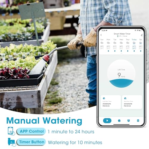 WiFi Sprinkler Timer Water Timer, Smart Hose Faucet Timer, APP & Voice Control, Remote Control Irrigation System via 2.4Ghz WiFi & Bluetooth, Compatible with Alexa