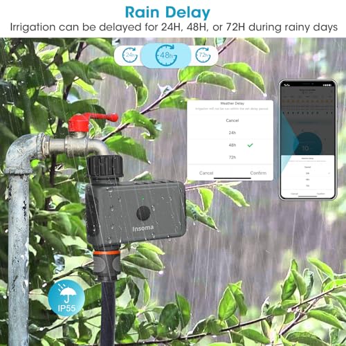 WiFi Sprinkler Timer Water Timer, Smart Hose Faucet Timer, APP & Voice Control, Remote Control Irrigation System via 2.4Ghz WiFi & Bluetooth, Compatible with Alexa
