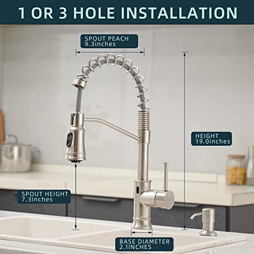GIMILI Smart Touchless Kitchen Sink Faucet with Pull Down Sprayer, Motion Sensor Activated Hands-Free Single Handle Kitchen Faucet Brushed Nickel