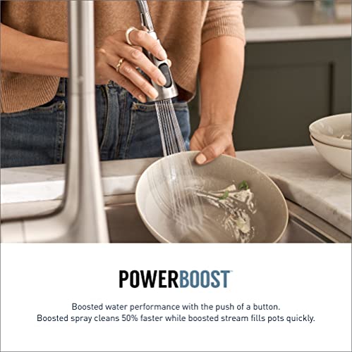 Moen 7622EVBG CIA Smart Touchless Pull Down Sprayer Kitchen Faucet with Voice Control and Power Boost, Brushed Gold