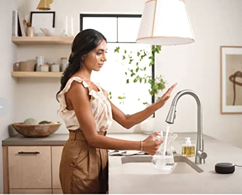 Moen Sarai 87836EVSRS Smart Faucet Spot Resist Stainless 1-Handle Deck-Mount Pull-Down Voice Activated Kitchen Faucet (Stainless Steel)