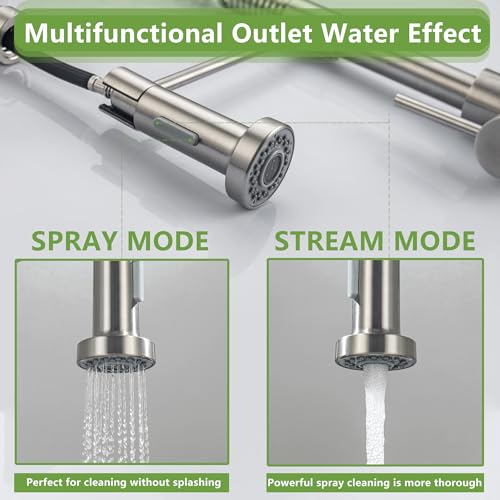 JIANIANHUA Touchless Kitchen Faucet Motion Sensor Smart Kitchen Sink Faucet with Pull Down Sprayer Commercial Modern Single Handle Kitchen Faucets Brushed Nickel Movable Sensor Faucet