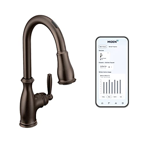 Moen 7185EVSRS Brantford Smart Faucet Touchless Pull Down Sprayer Kitchen Faucet with Voice Control and Power Boost, Spot Resist Stainless