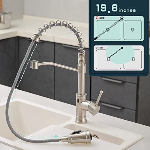 GIMILI Smart Touchless Kitchen Sink Faucet with Pull Down Sprayer, Motion Sensor Activated Hands-Free Single Handle Kitchen Faucet Brushed Nickel