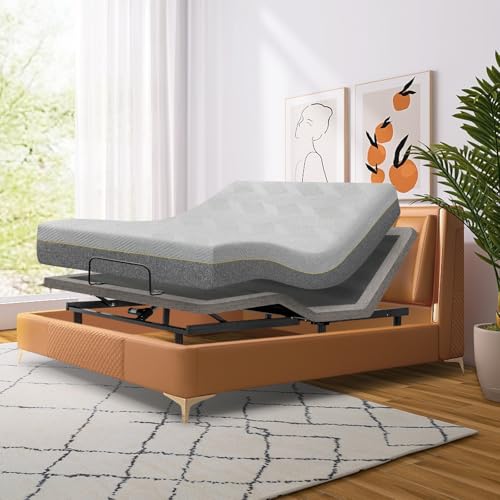 Twin XL Adjustable Bed Base with Mattress, 12 Inch Gel Memory Foam Medium-Firm Mattress in Box, Wireless Remote, Head/Foot Lift Electric Smart Bed, Updated Adjustable Bed Frame with Thickened Frame