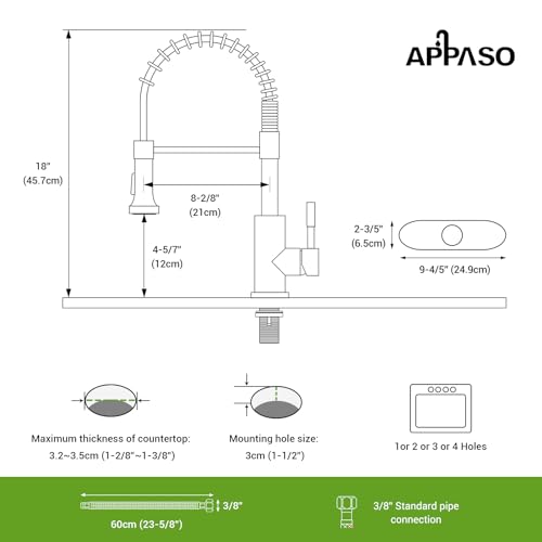 APPASO Touchless Kitchen Faucet with Soap Dispenser, Motion Sensor Activated Hands-Free Automatic Faucet for Sink with Pull Down Sprayer, Single Handle Smart Faucets for Kitchen Sink, Brushed Nickel