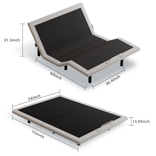 Electric Full Size Adjustable Bed Frame with Wireless Remote, USB, Head & Foot Incline, Underbed Lighting, Heavy Duty Platform - Easy Assembly, Zero Gravity, Quiet Motor - Metal BedFrame