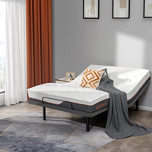 ESHINE Adjustable Bed Frame Smart Bed Queen - Quick Installation in 5 Minutes Electric Bed Base with Massage, Ergonomic Foot&Head Incline, Zero Gravity, Dual USB Ports, Under Bed Light, Queen