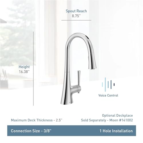 Moen 9126EVSRS Kurv Smart Faucet Touchless Pull Down Sprayer Kitchen Faucet with Voice Control and Power Boost, Spot Resist Stainless