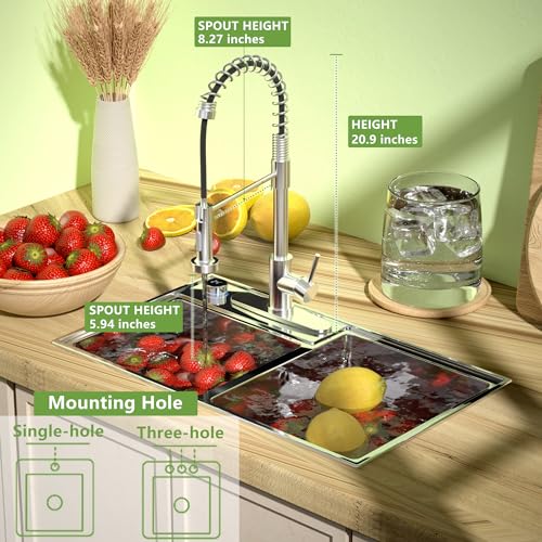 JIANIANHUA Touchless Kitchen Faucet Motion Sensor Smart Kitchen Sink Faucet with Pull Down Sprayer Commercial Modern Single Handle Kitchen Faucets Brushed Nickel Movable Sensor Faucet