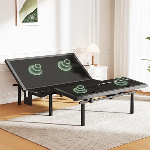 Marsail MS01-1 Queen Adjustable Bed Base with Massage, 4 Ports USB A&C Adjustable Bed Frame with Under-Bed Nightlight, 3 Minutes Fast Assembly, Wireless Control Adjustable Bed with 4 Height Options