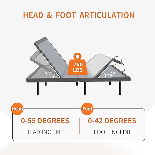ESHINE Adjustable Bed Frame Smart Bed Queen - Quick Installation in 5 Minutes Electric Bed Base with Massage, Ergonomic Foot&Head Incline, Zero Gravity, Dual USB Ports, Under Bed Light, Queen