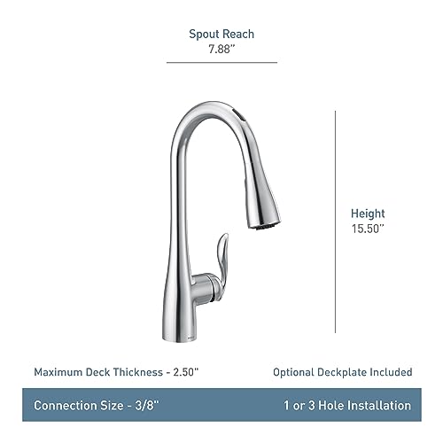 Moen Arbor Spot Resist Stainless Smart Faucet Touchless Hands-Free Kitchen Faucet with Pull Down Sprayer Featuring Voice Control and Power Boost, 7594EVSRS