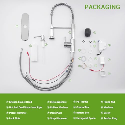 APPASO Touchless Kitchen Faucet with Soap Dispenser, Motion Sensor Activated Hands-Free Automatic Faucet for Sink with Pull Down Sprayer, Single Handle Smart Faucets for Kitchen Sink, Brushed Nickel