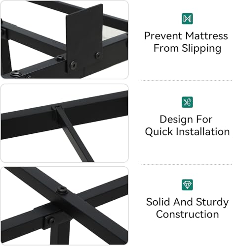 YITAHOME Floating Bed Frame Full Size, LED Bed Frame with Charging Station, Metal Platform Full Bed with Heavy Duty Steel Slats Supports, No Box Spring Needed, Easy Assembly, Black
