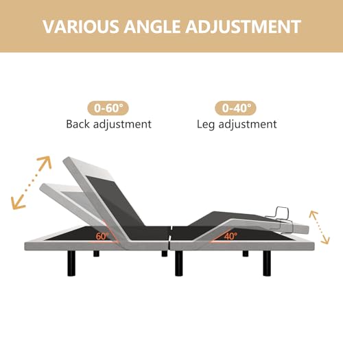 Electric Full Size Adjustable Bed Frame with Wireless Remote, USB, Head & Foot Incline, Underbed Lighting, Heavy Duty Platform - Easy Assembly, Zero Gravity, Quiet Motor - Metal BedFrame