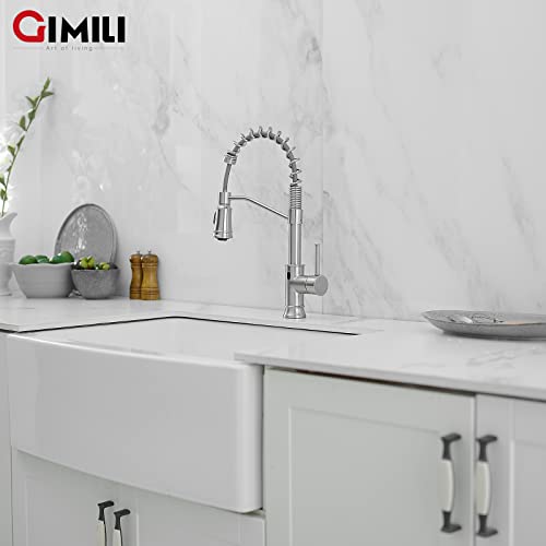 GIMILI Smart Touchless Kitchen Sink Faucet with Pull Down Sprayer, Motion Sensor Activated Hands-Free Single Handle Kitchen Faucet Brushed Nickel