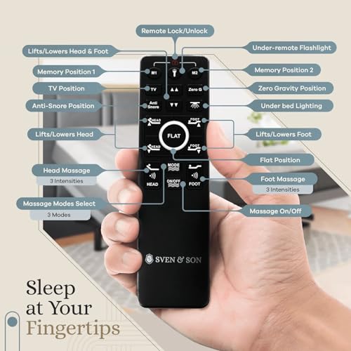 Sven & Son Classic Adjustable Bed Base Frame + 12 inch Memory Foam Matt Medium, Head and Foot Lift, Massage, Under-Bed Lights, USB, Memory Positions, Zero Gravity, Wireless Remote - Full