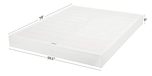 Amazon Basics Smart Box Spring Bed Base, 9 Inch Mattress Foundation, Strong Metal Frame, Quick Tool-Free Easy Assembly, Queen, White