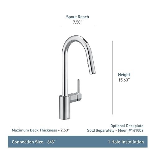 Moen Align Matte Black Smart Faucet Touchless Kitchen Faucet with Pull Down Sprayer, Modern Kitchen Sink Faucet with Voice Control and Power Boost, 7565EVBL