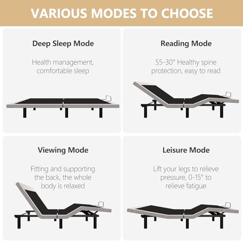 Electric Full Size Adjustable Bed Frame with Wireless Remote, USB, Head & Foot Incline, Underbed Lighting, Heavy Duty Platform - Easy Assembly, Zero Gravity, Quiet Motor - Metal BedFrame