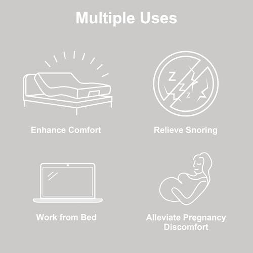 GOLDORO Ergonomic Queen Size Adjustable Bed Base, Wireless Remote Control, Whisper Quiet Durable Motor, Independent Head and Foot Incline