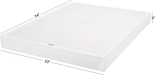 Amazon Basics Smart Box Spring Bed Base, 5 Inch Mattress Foundation, Tool-Free Easy Assembly, Full, White